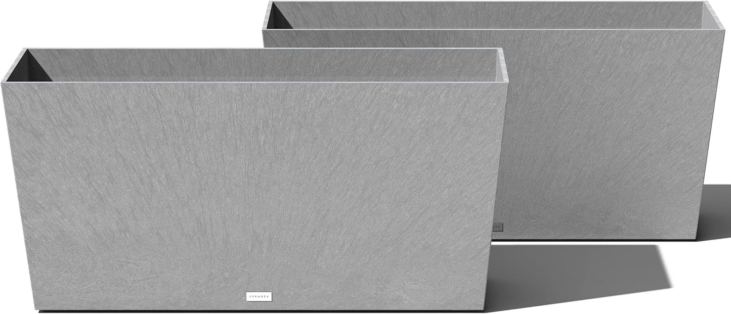 Veradek Pure Series Midori Trough Planter - Large Rectangular Planter for Indoor or Outdoor Deck/Porch | Durable All-Weather Use with Drainage Holes | Modern Decor for Shrubs, Flowers, Small Plants