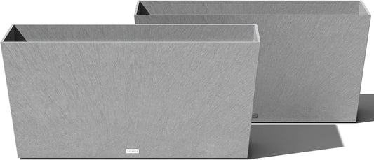 Veradek Pure Series Midori Trough Planter - Large Rectangular Planter for Indoor or Outdoor Deck/Porch | Durable All-Weather Use with Drainage Holes | Modern Decor for Shrubs, Flowers, Small Plants