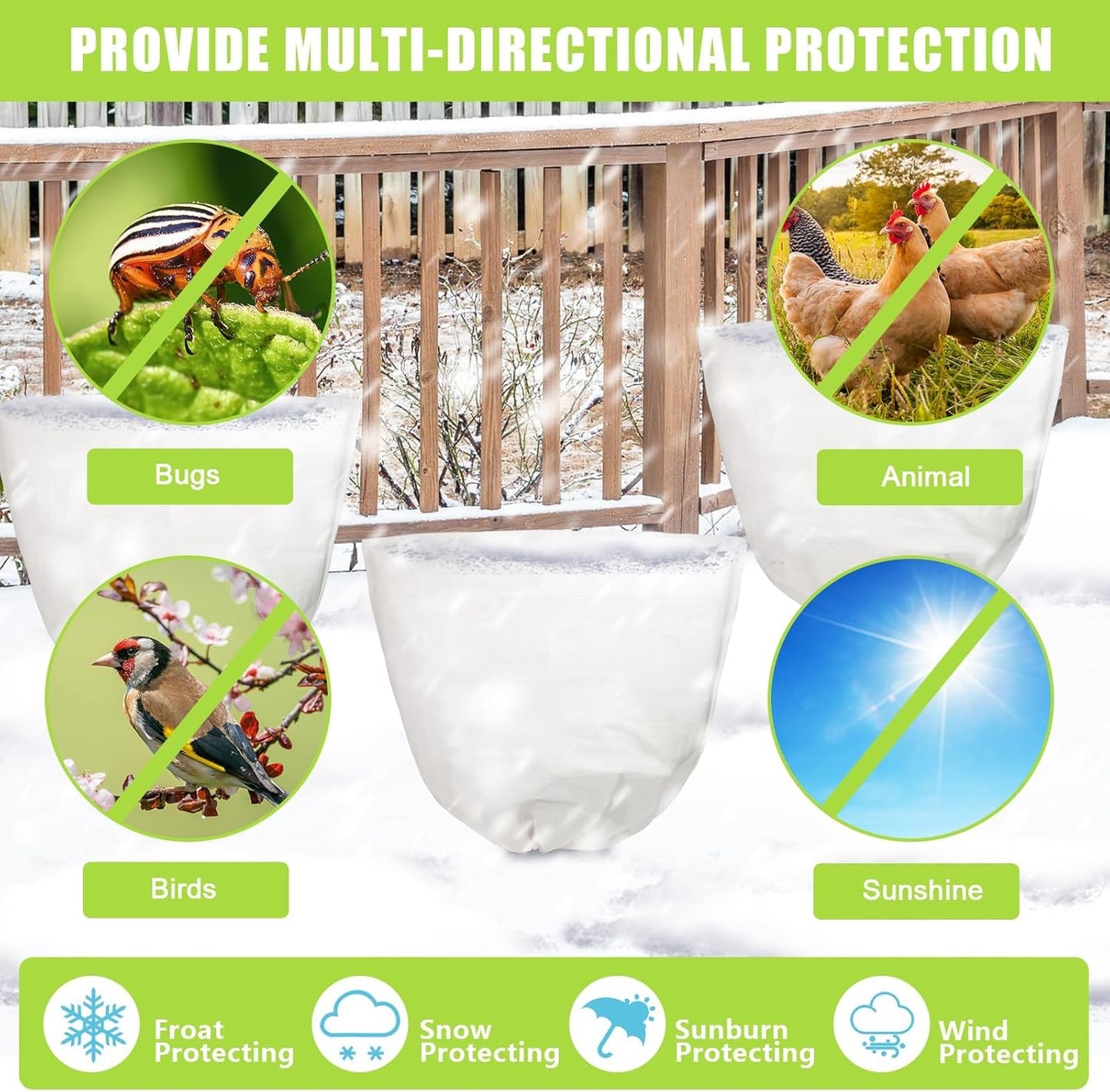 Svepndic 6 PCS Winter Plant Covers Freeze Protection,39X39 Reusable Plant Protector Bag with Drawstring,Winter Plants Jacket Warm Shrubs Cover Blanket Frost Protection for Outdoor Garden Plants