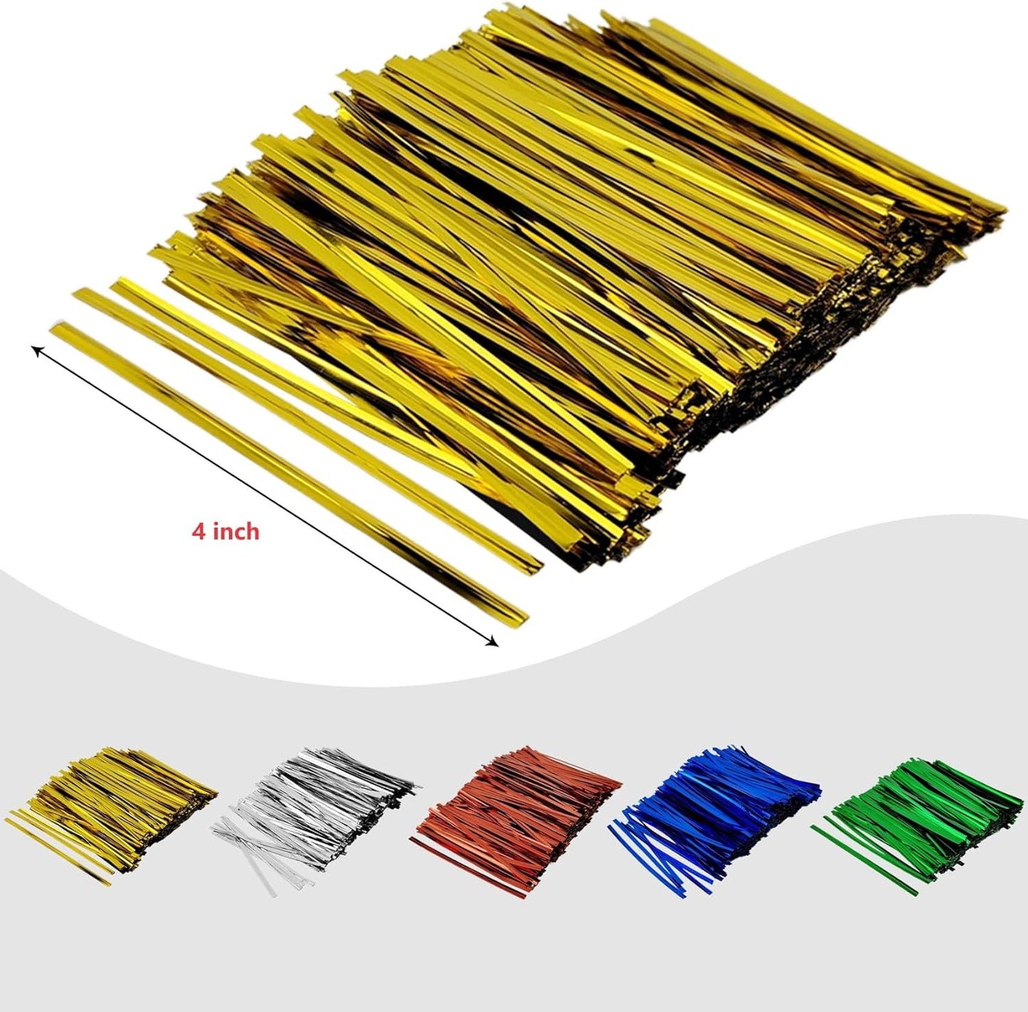 400 Pcs Metal Twist Ties 4 Inches Twist Straps for Bread Bags Candy Bags Snack Bags Halloween Party Cake Favor (Blue)