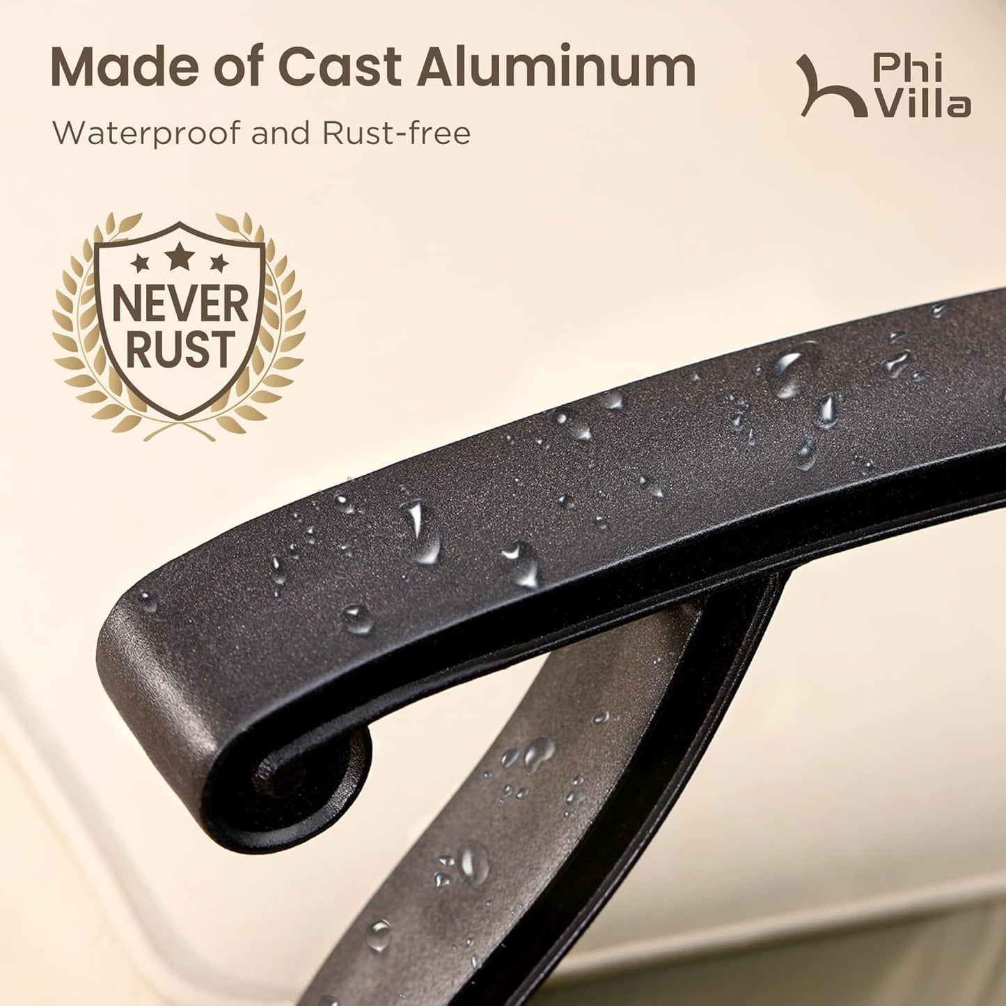 PHI VILLA Outdoor Swivel Bar Stools Set of 2, Cast Aluminum High Top Pub Height Patio Bar Chairs with Seat Cushion