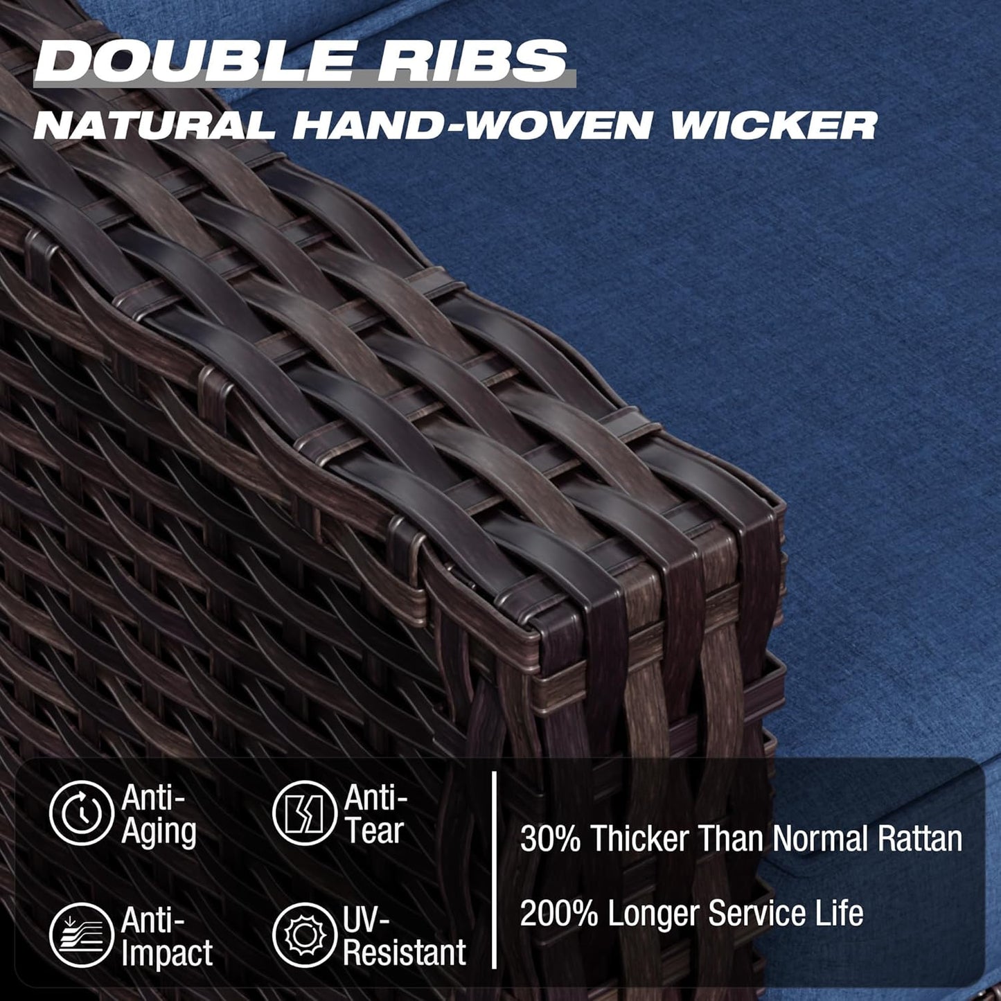 Joyside Outdoor Swivel Chair, Patio Swivel Chairs with Wide Armrest and Thick Cushions, Upgraded Large Size for Backyard, Garden, Poolside