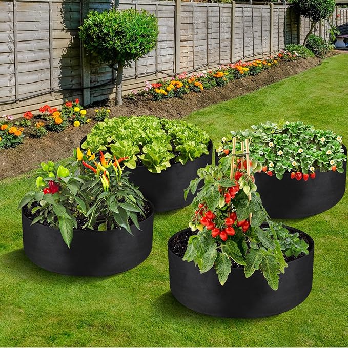 LBTING 4Pcs 30 Gallon Plant Grow Bags, Fabric Raised Planting Bed Heavy Duty Non-Woven Fabric Planter Pots for Garden Vegetables Flowers