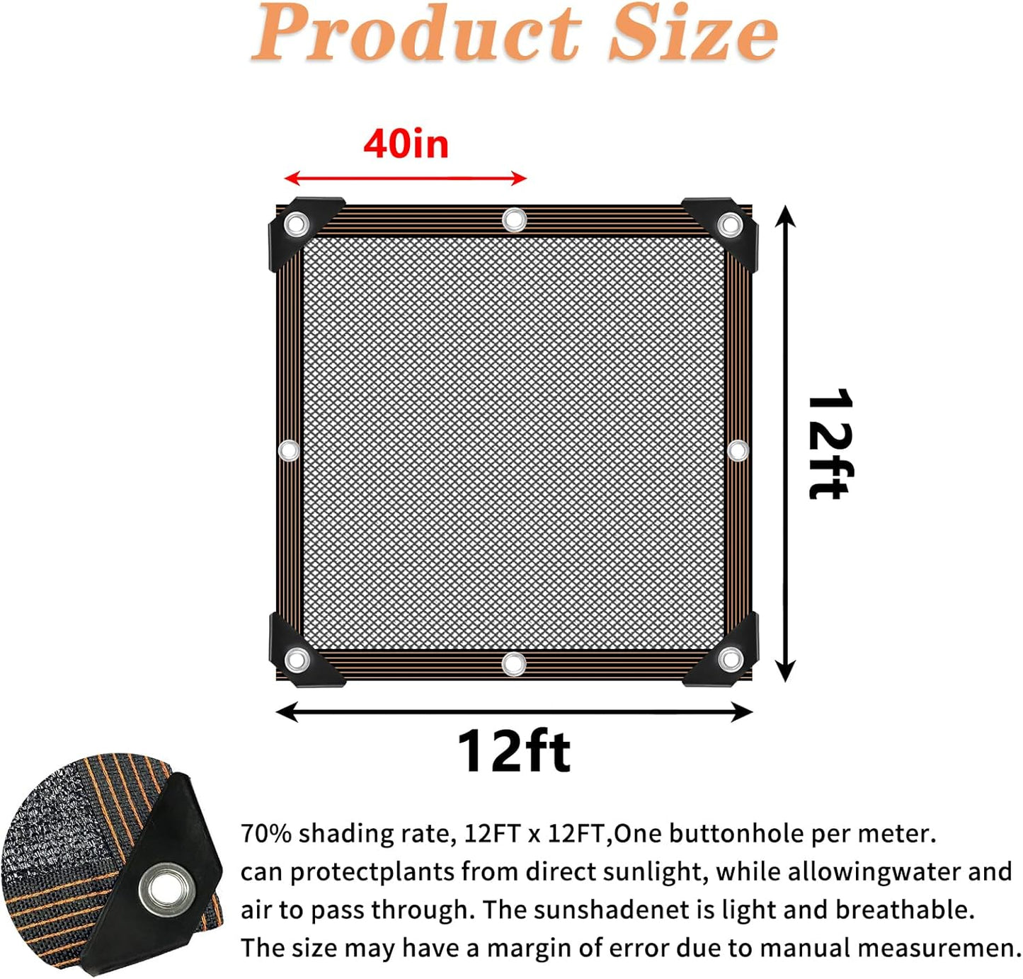 Shade Cloth - for Plants Greenhouse, 70% Sunblock Shade Sails -for Outdoor Garden Pergola Patio Lawn, Sun Protection Neting Cover for Kennel Chicken Coop Easier to Hang Plant Cover