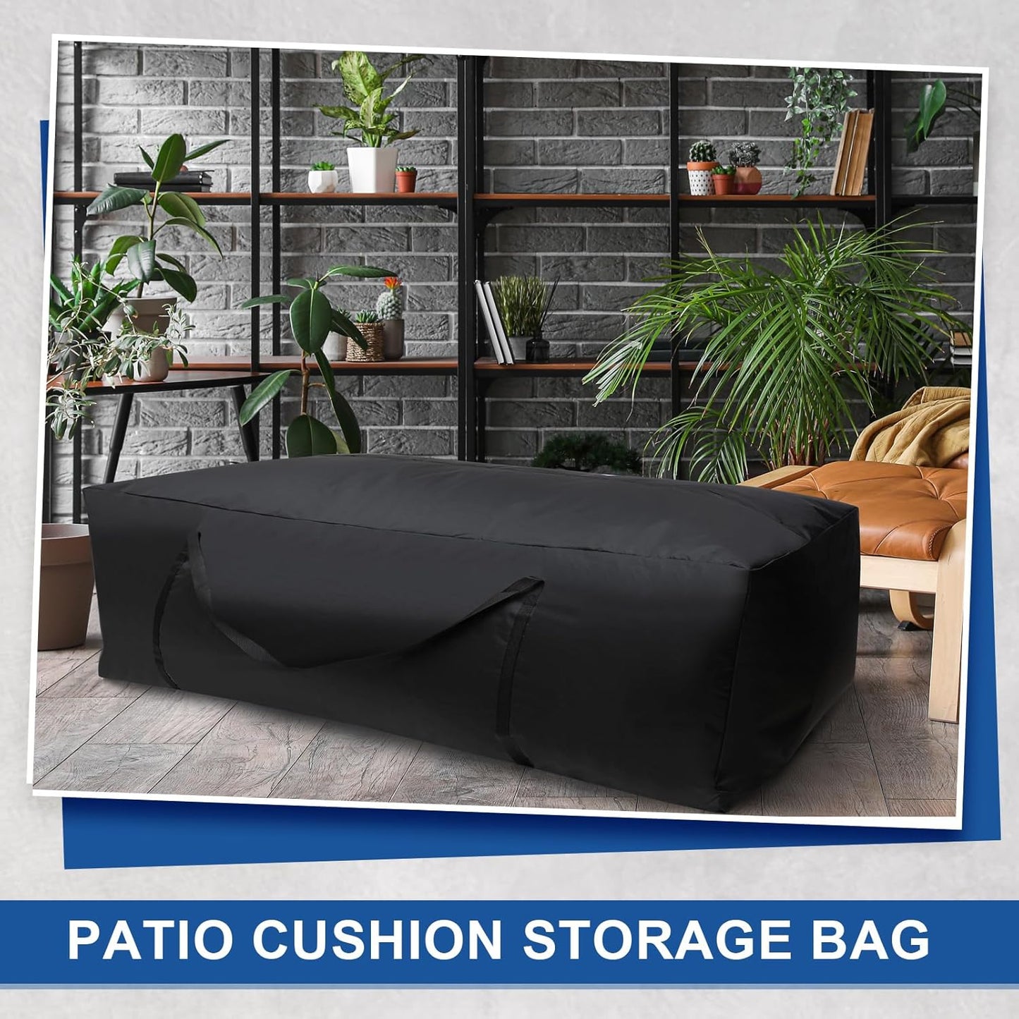 Silkfly 4 Pcs Patio Cushion Storage Bags Outdoor 68" L x 30" W x 20" H Cushion Storage Bag with Handles Waterproof Extra Large 420D Oxford Fabric Heavy Duty Zippered Furniture Pillow Protective, Black