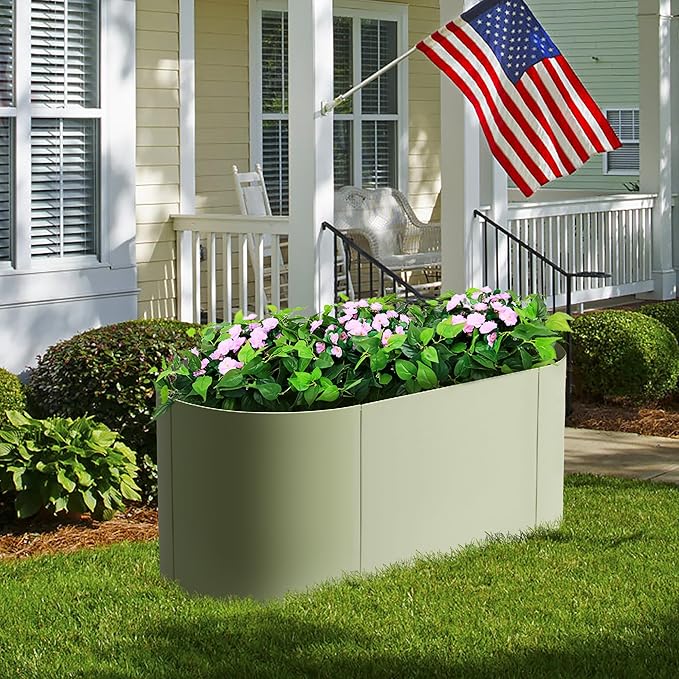 Worth Garden Heavy Duty Galvanized Steel Raised Garden Bed Kit with Powder Coated Olive Green Finish - 48" L. x 24" W. x24 H. - Metal Planter Box for Vegetables, Flowers, Herbs - Outdoor Gardening