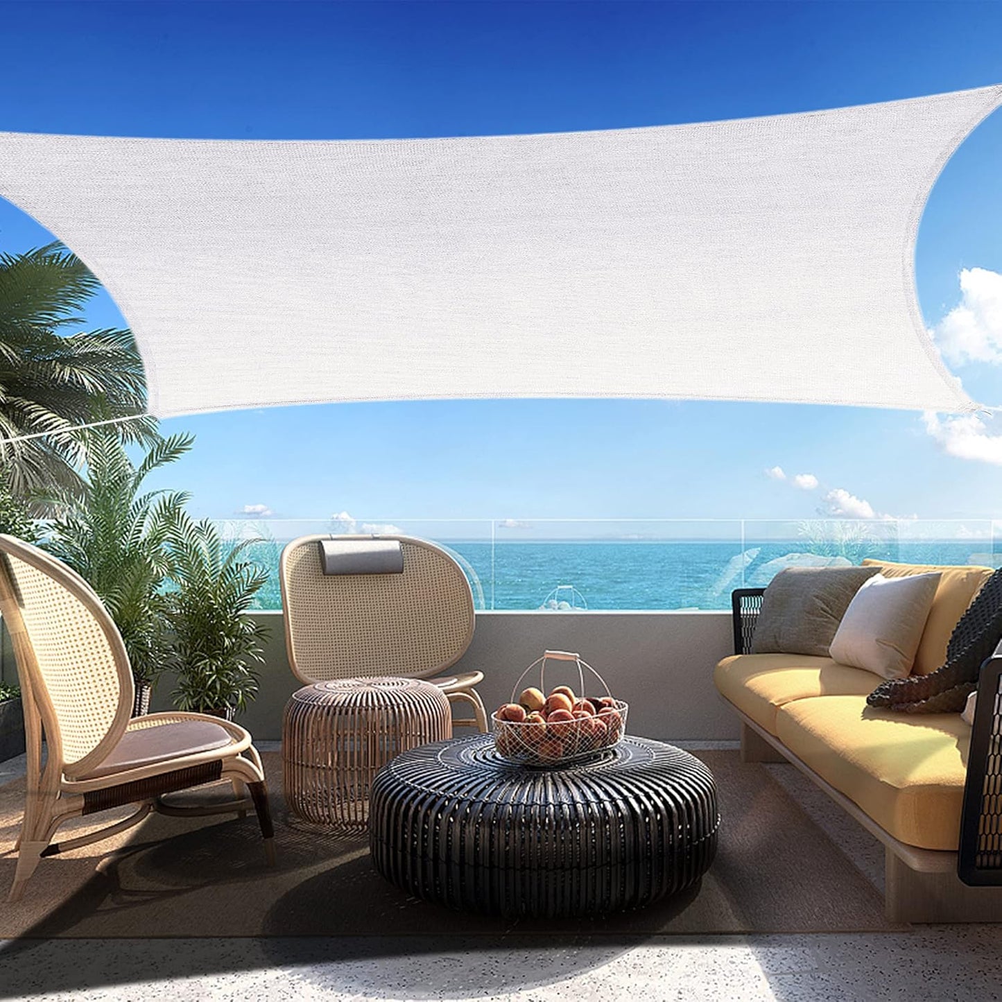 15' x 17' White Rectangle Sun Shade Sail SSP1212 Canopy Durable Fabric UV Block Awning,We Make Custom Orders