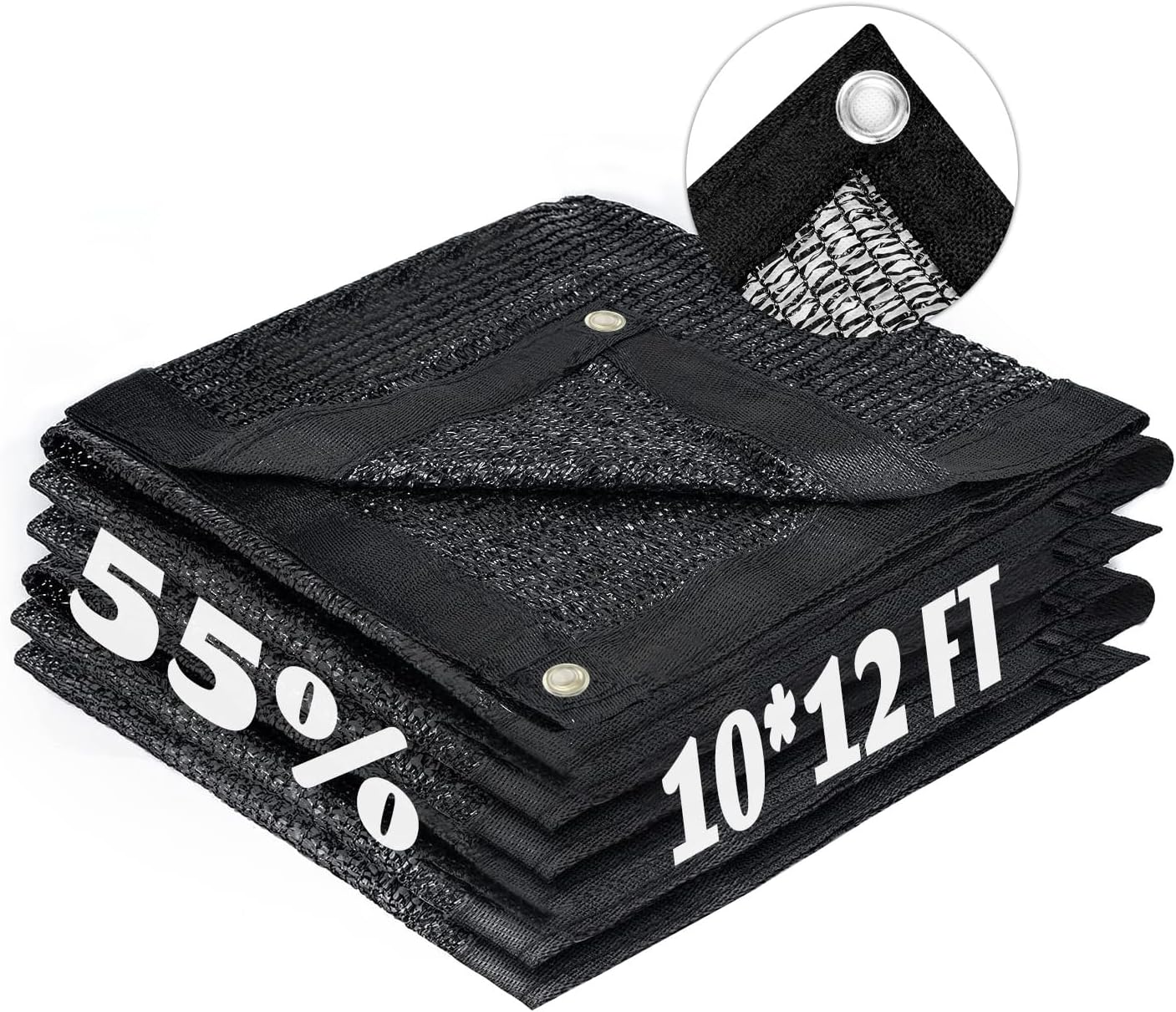 LOVE STORY 10x12FT 55% Black Shade Cloth Sun Shade Net with Grommets Sunblock Net Mesh Tarp for Garden,Plants Cover,Greenhouse and Patio