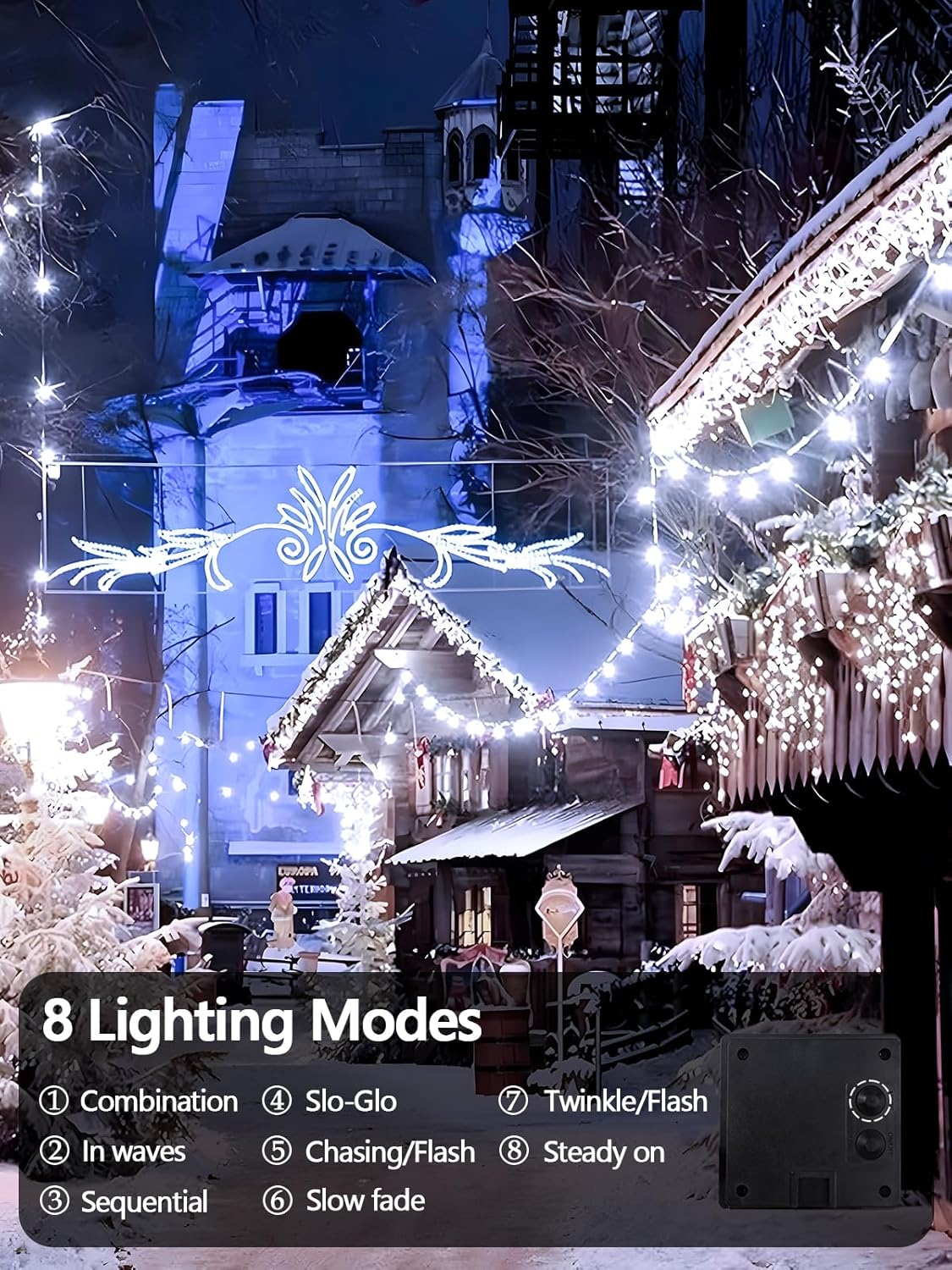 6 Pack 600 LED Solar String Lights for Outside, Solar Christmas Lights Outdoor with 8 Lighting Modes, Waterproof Green Wire Solar Powered Tree Light for Xmas Party Yard Garden Decorations (Cool White)