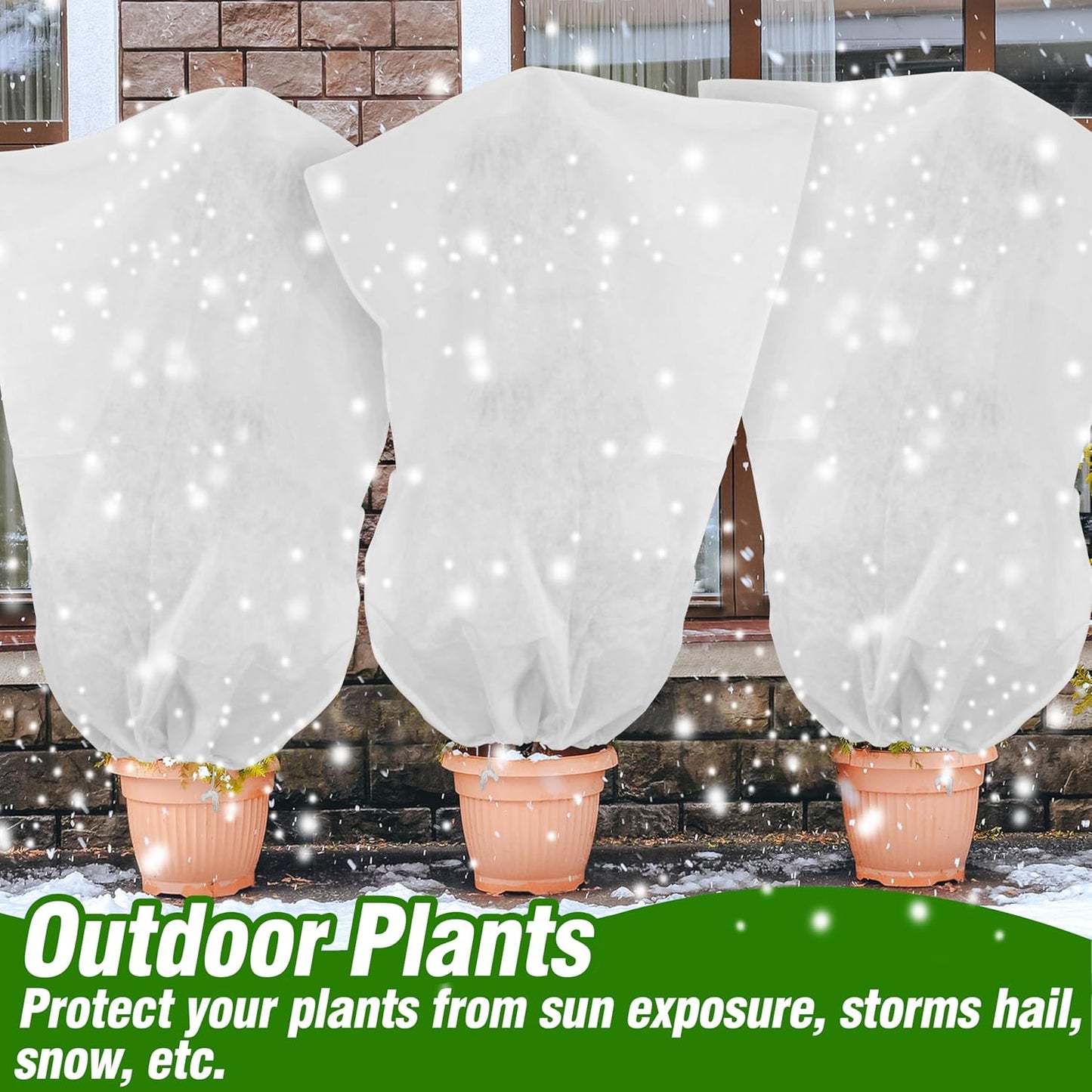 Gardzen 5-Pack Plant Cover Drawstring Tree Cover, Winter Freeze Plant Protection, Tree Jacket Frost Blanket for Outdoor Plants, 31" x 40"