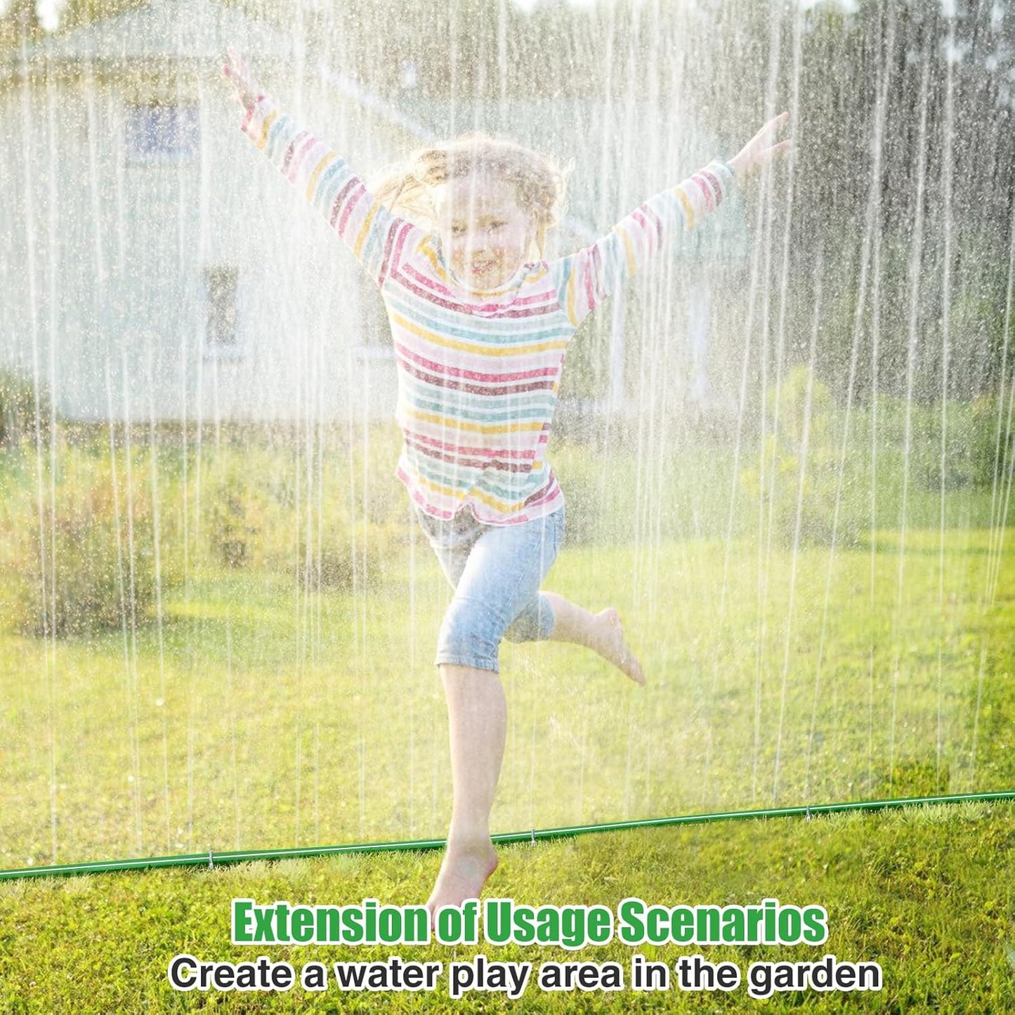 2 Pack 50ft Sprinkler Soaker Hose - Kink-free, Save Water, Flexible, Heavy Duty Three Tube Flat Watering Hose for Garden Yard Lawn Irrigation, With 30 Stakes