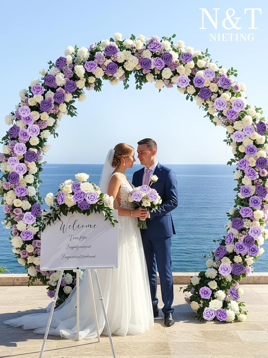 N&T NIETING Artificial Flowers, 25pcs Fake Flowers Rose with Stems Perfect for DIY Wedding Bridesmaid Bridal Bouquets Centerpieces Home Flower Arrangement Decoration, Series Purple