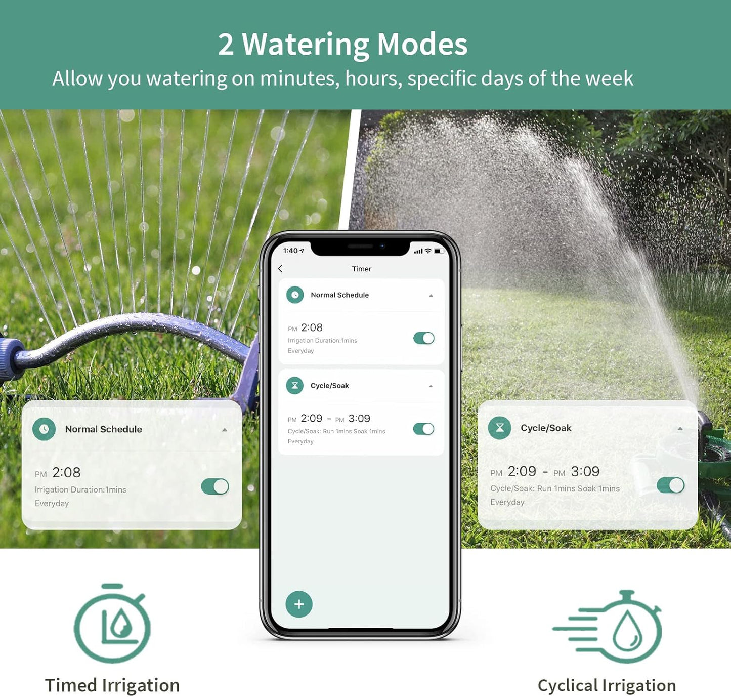 Diivoo WiFi Water Timer for Garden Hose, Smart Sprinkler Hose Timer with Hub, Up to 20 Separate Watering Schedules, Compatible with Alexa and Google Home