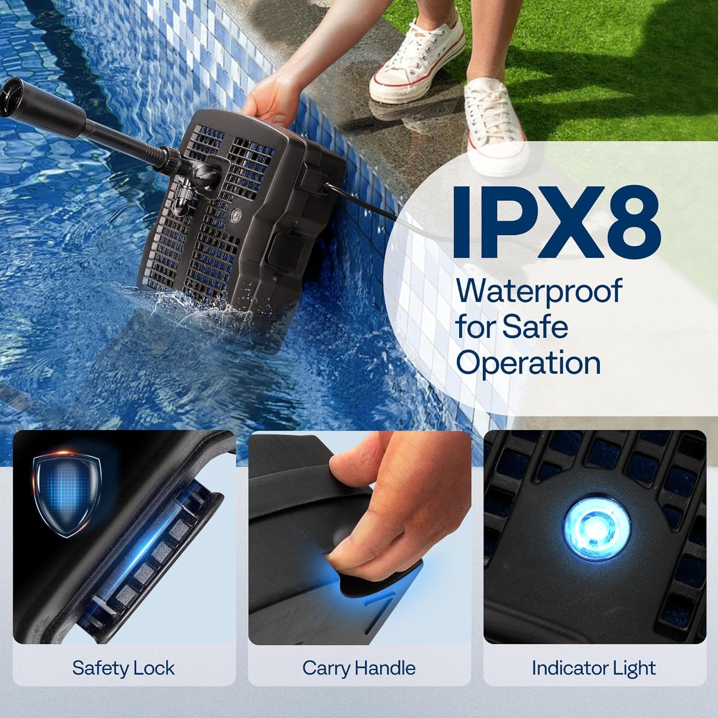 VIVOHOME 660 GPH Submersible Pond Filter Pump Fountain Kits with Sterilizer Suitable for Ponds of 1180 Gallons, Water Pump Built In