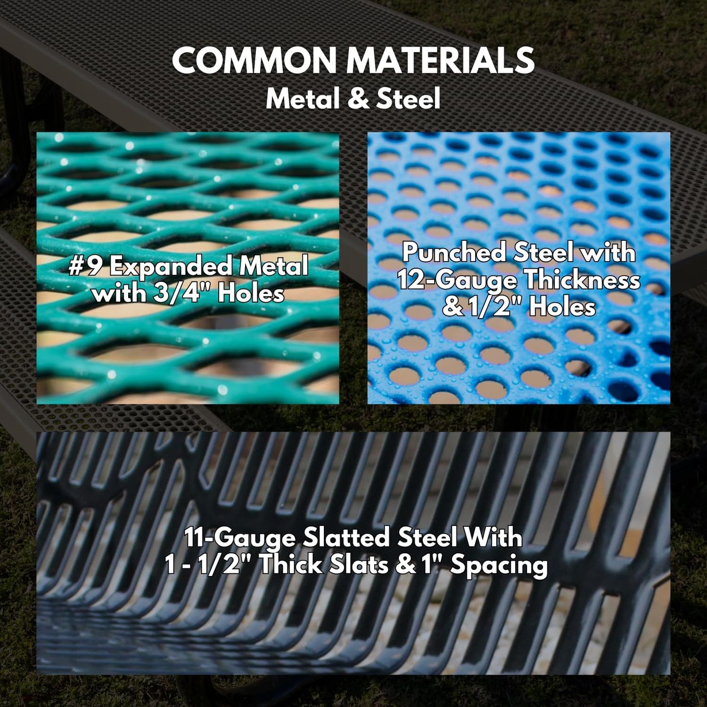 Coated Outdoor Furniture Heavy-Duty Outdoor Bench Thermoplastic Coated, Punched Steel, Commercial-Grade Garden Bench, Made in America (Portable with Back, 6 Ft, Yellow)