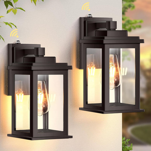 VIANIS Bronze Dusk to Dawn Outdoor Lighting, 2 Pack Outdoor Lights for House, Waterproof Porch Lights, Exterior Lighting Fixtures with Tempered Glass, for House,Garden, Garage,Hardwired, Non-Solar