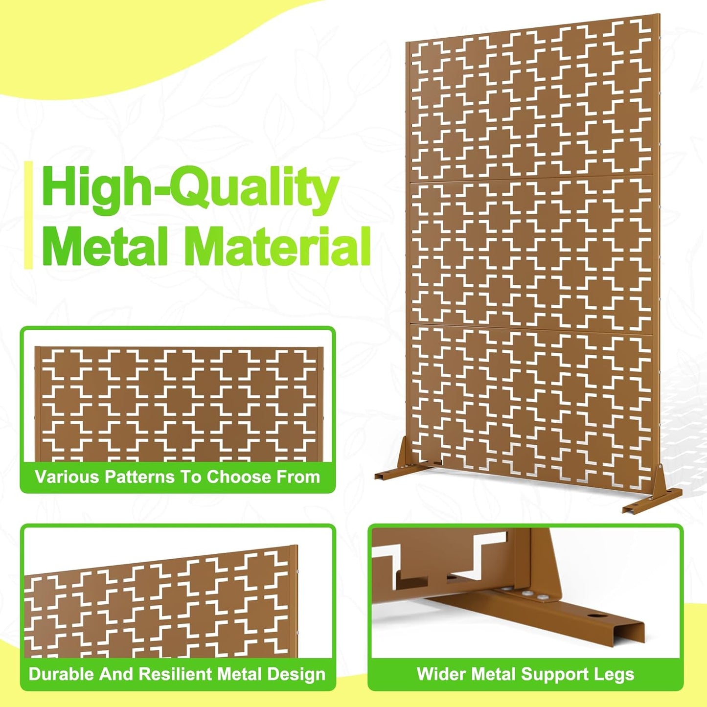 Outdoor Privacy Screen,72" H×47" W Metal Privacy Screen, Freestanding Privacy Fence Panels for Patio