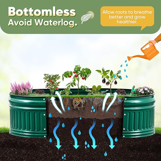 KING BIRD Raised Garden Bed Kit 2025 Upgraded Modular DIY Galvanized Planter Garden Box Outdoor for Gardening, Vegetables, Flowers, Elegant Roman Column Design, 71x24x12 in, Dark Green