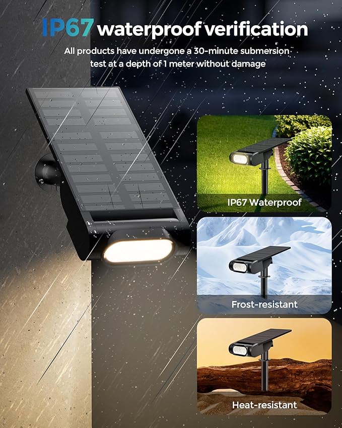 Solar Spot Lights Outdoor Waterproof IP67, RGB Landscape Lighting with Remote & Timer, Color Changing Solar Uplights Outdoor for Trees, Garden, Yard, and Pathway (2 Pack)