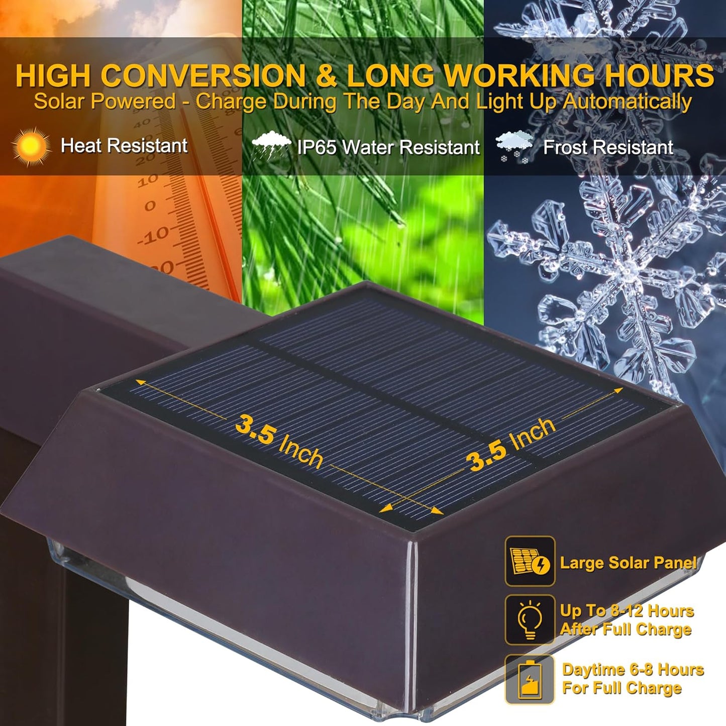 Bobcat Solar Pathway Lights Super Bright 300 lumens with 2-in-1 Warm White and Daylight Modes, Dark Brown Solar Lights for Outdoor Path, Sidewalk, Driveway or Walk Way Light(4 Pack)