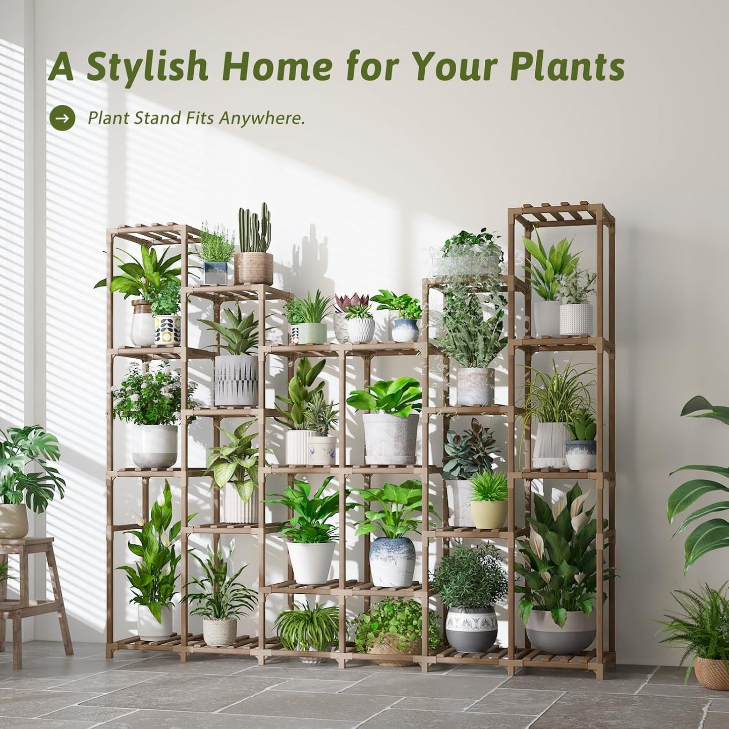22 Tiers Plant Shelf for Plants Large Indoor Plant Stand Plant Rack Extra Large Wood Plant Stands for Hanging Plant Holder for Patio Balcony Garden