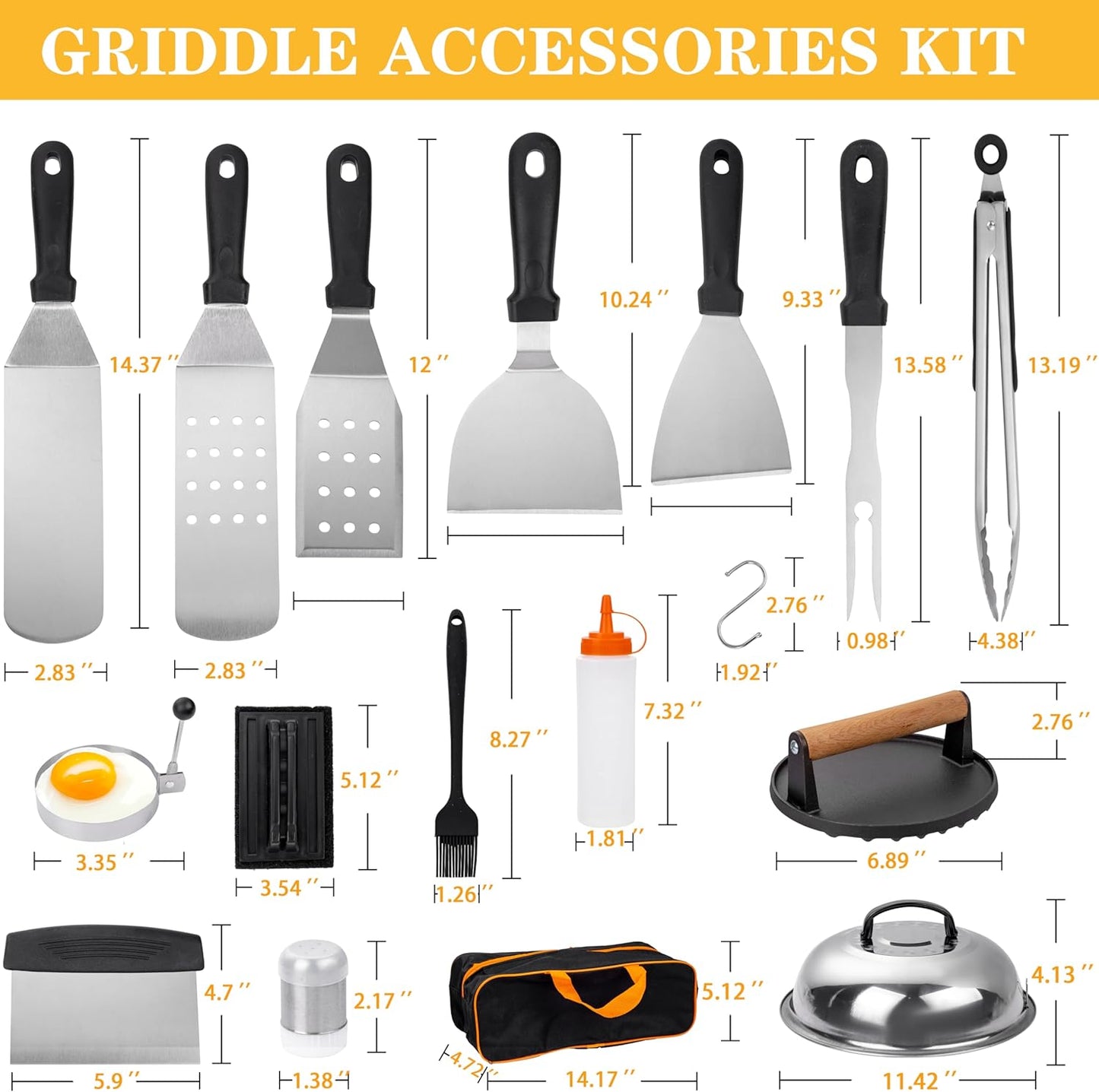 Supernal 29Pcs Blackstone Griddle Accessories,Men, BBQ Accessories,Blackstone Accessories,Camping Accessories,Men Gifts for Birthday,Flat Top Grill Accessories,Griddle Accessories Kit