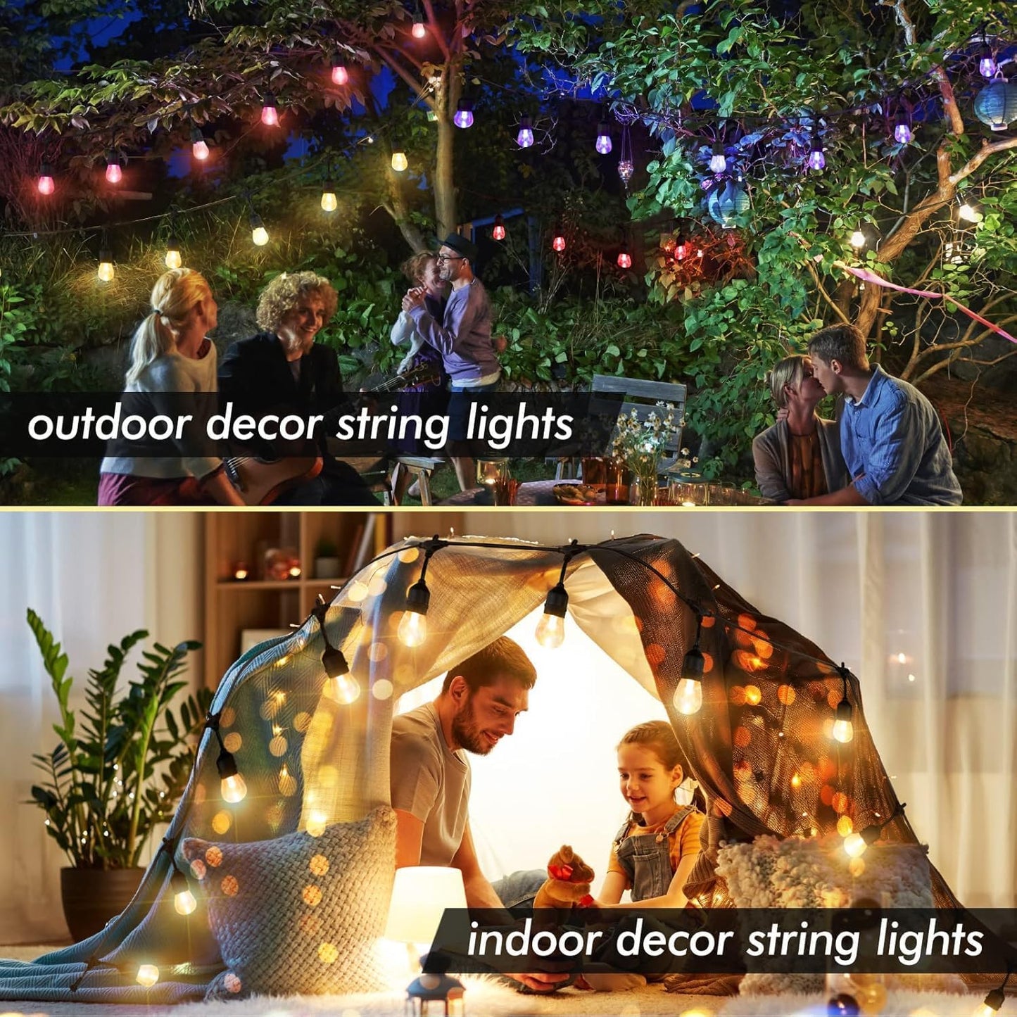 Auroraworld Solar Outdoor RGB String Lights, 96FT Dimmable Patio String Lights for Patio