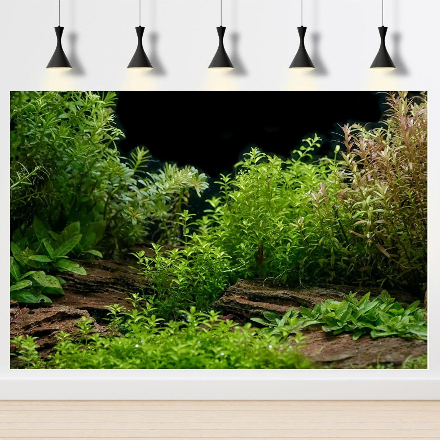 Aquarium Background Underwater Green Grass Leaves Stone Aquarium Backdrop Vivid and Fresh Green Aquatic Plant Stone River Bed and Lake Fish Tank Background Decor Vinyl 60x24in