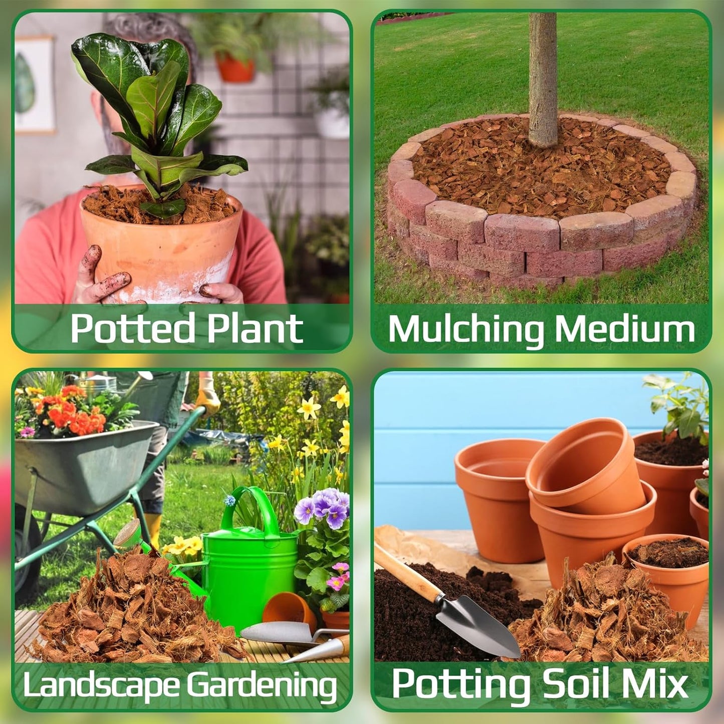 Halatool 10LB Compressed Coconut Coir Chips, 100% Natural Organic Coco Husk Chips Coco Chips Substrate for Plants Flowers, Garden