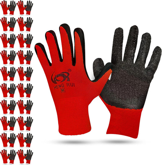 10 OR 20 Pairs Work Gloves–Heavy Duty Rubber Coated Safety Work Gloves–Multipurpose Gloves