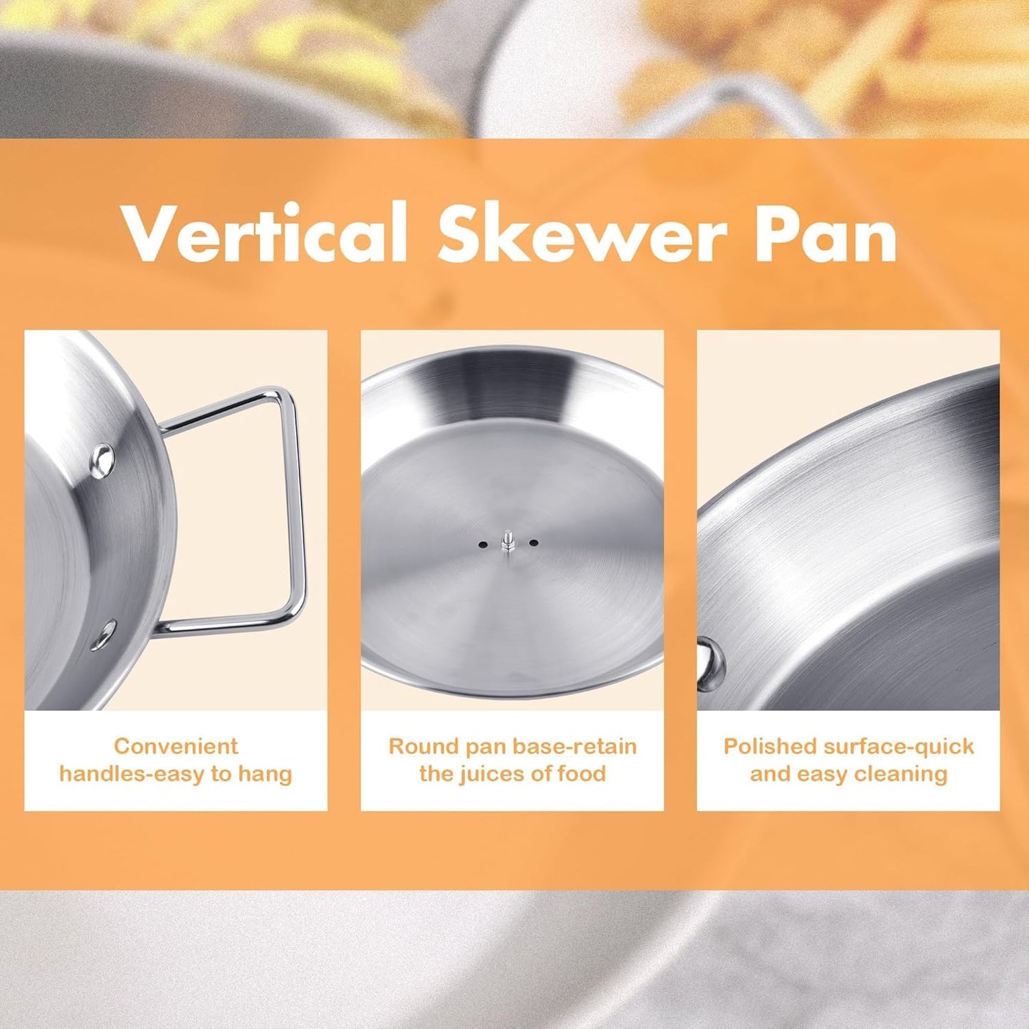 Elcoho Al Pastor Skewer for Grill BBQ Vertical Skewer Pan with Spikes Brush Tongs Screwdriver Al Pastor Rotating Grill Vertical Rotisserie for Turkey Tacos Al Pastor Shawarma Chicken on Smoker Oven