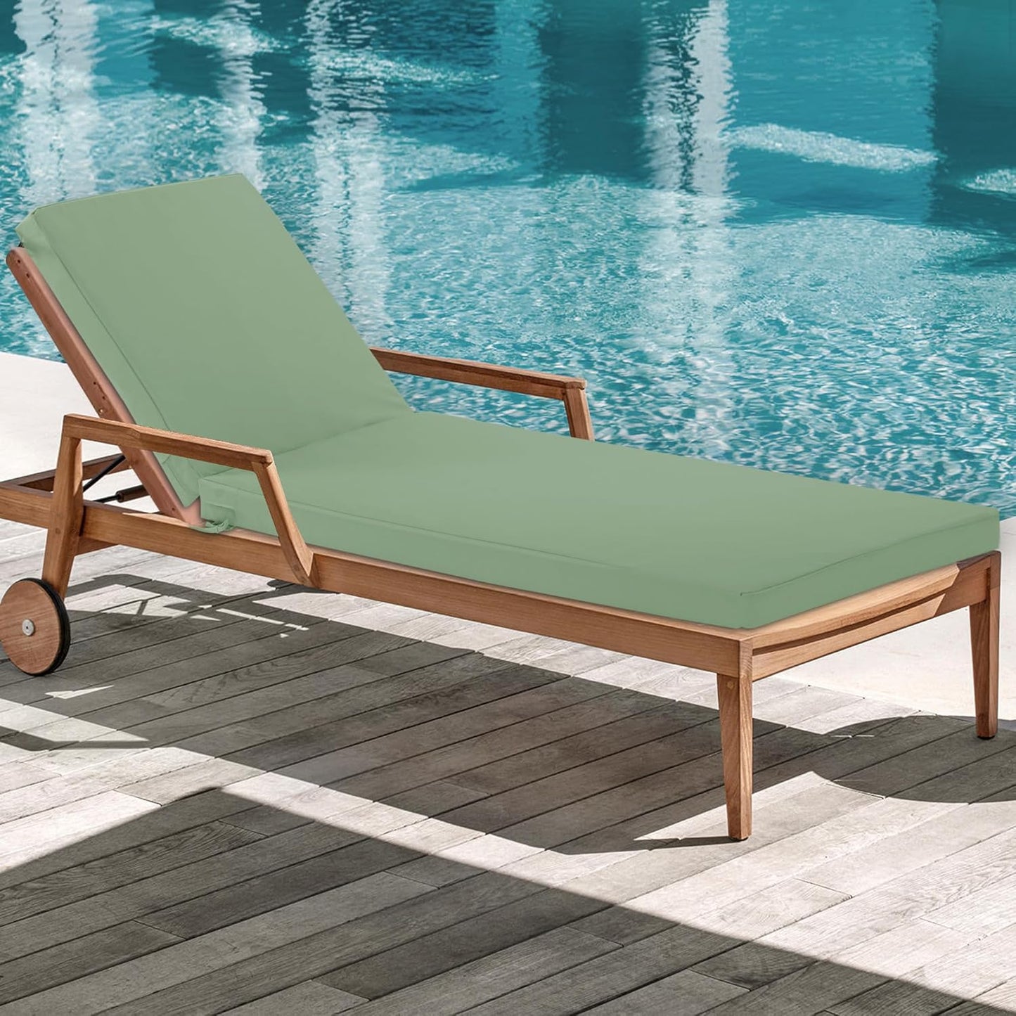 Chaise Lounge Cushions Outdoor - Waterproof and Fade Resistant Sun Lounger Replacement Cushions - Patio Lounger Pads with Removable Cover for Pool, Deck, Lawn, 80 x 26 x 3 Inch, Sage Green