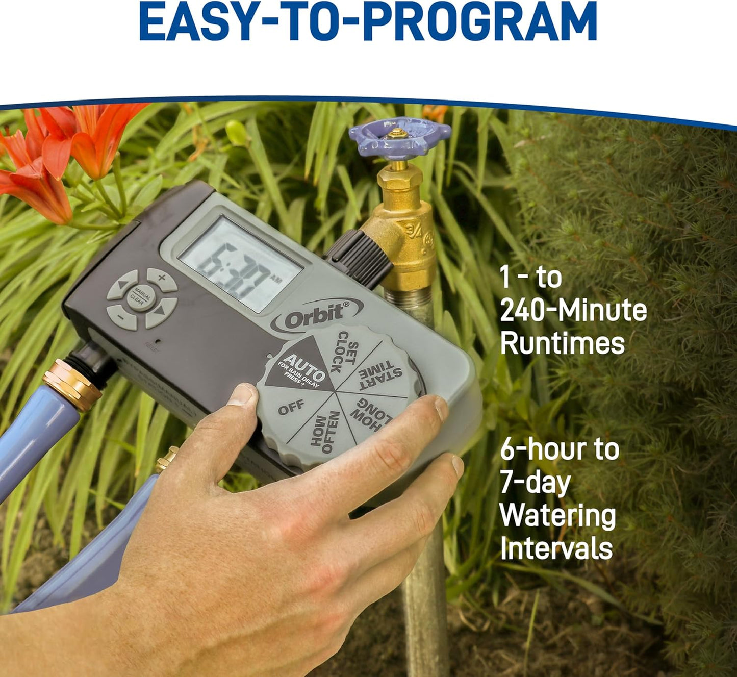 Orbit 56233D 3-Outlet Digital Watering Timer, 3 valves, Black and Gray