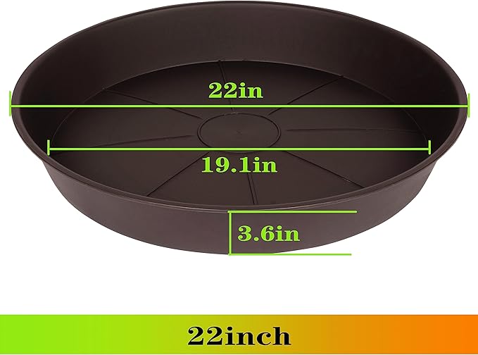 2 Pack of Plant Saucer 20 22 inch (19.5 Inch Base), Deep Heavy Duty Plastic Plant Saucers 20" Round, Flower Plant Trays for Indoors Outdoor, Plant Drip Tray for Planter 18-22" (Chocolate Brown)