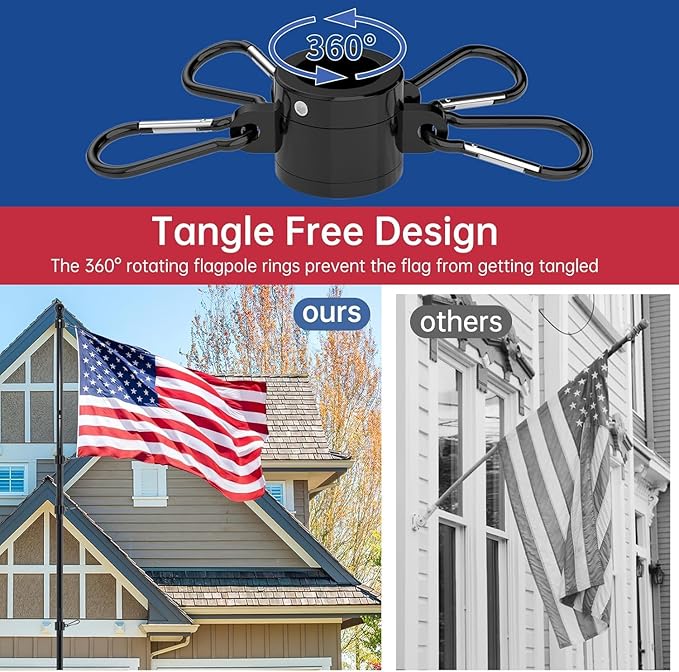 ZMTECH 10 FT 2 Packs Flag Pole in Ground,Extra Thick Flag Pole Kit for Yard,Windproof Ground Flag Poles for Outside House Residential or Commercial