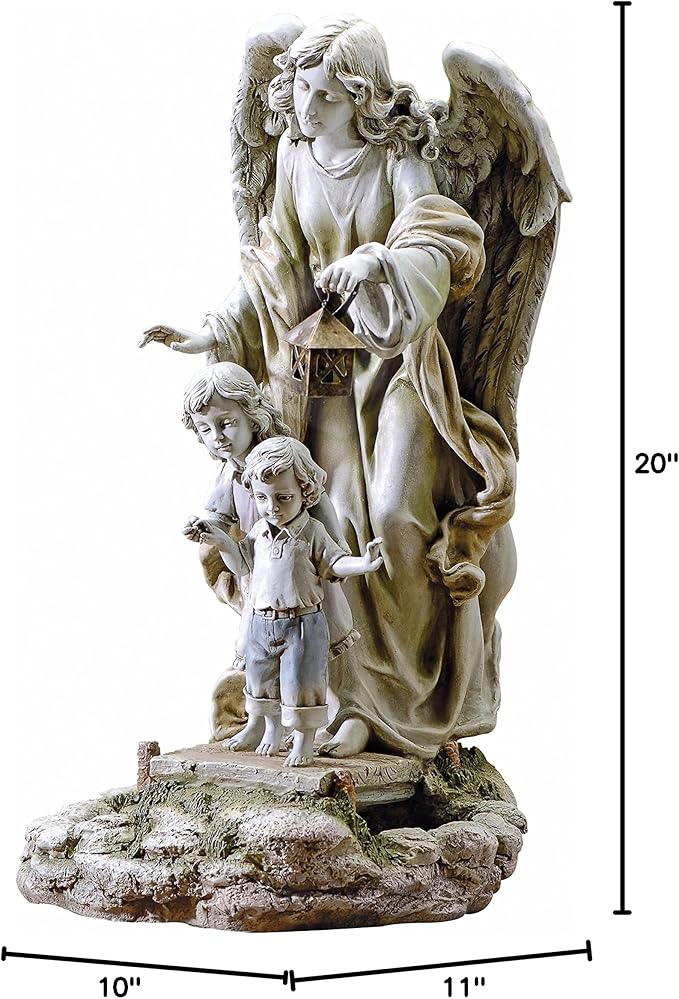 Joseph's Studio by Roman, Solar Guardian Angel Garden Statue, Religious Outdoor Decor