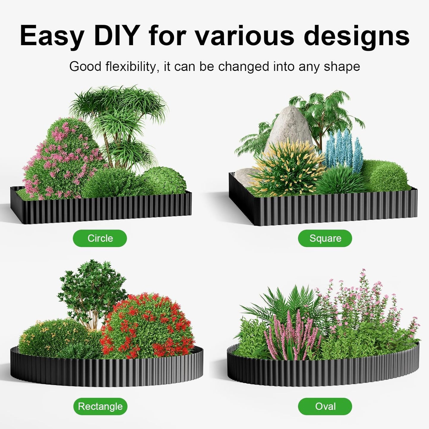 Land Guard Corrugated Garden Edging Border, 6"×50' Landscape Paver Edging, Tall Landscape Edging, Fence for Garden, Flower Bed, Lawn and Landscape Edging (Black)