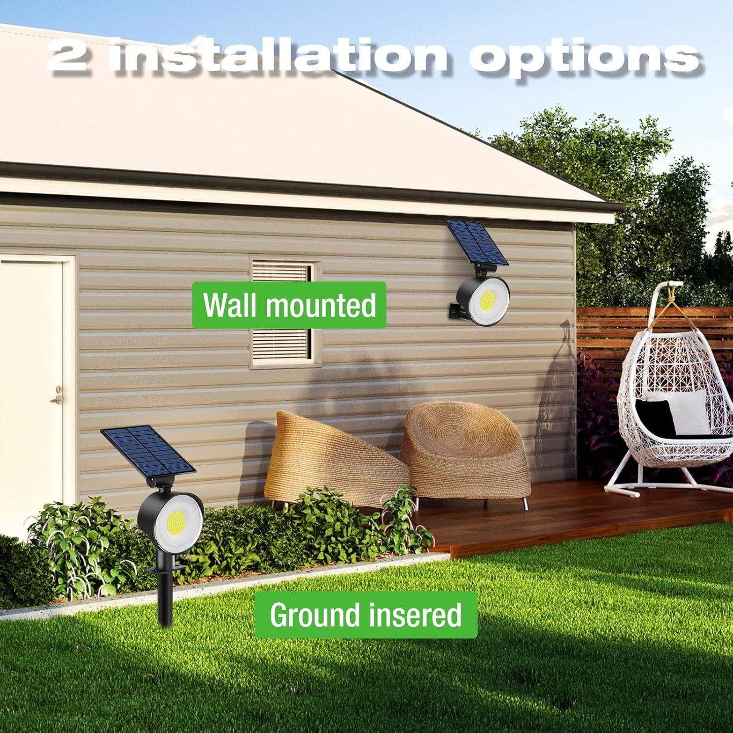 nipify 1 Pack Solar Spot Lights Outdoor Waterproof with 3 Modes, Solar Spotlight Light for Outside Yard Landscape Lighting Pathway Lights Wall, Cool White