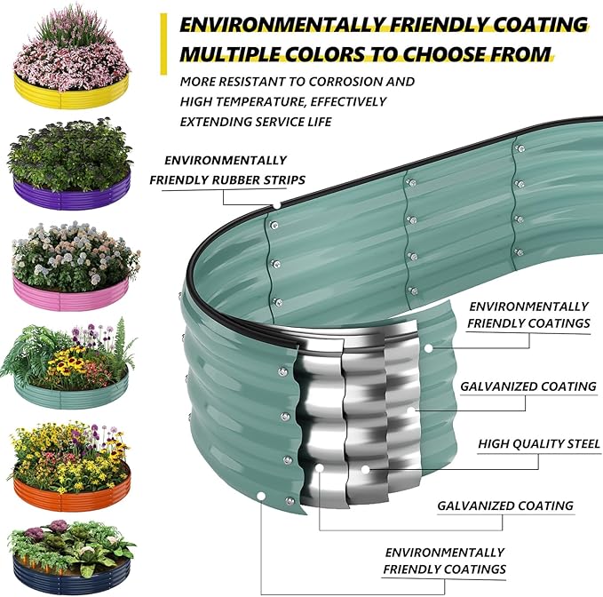 Galvanized Metal Planter Round Raised Garden Bed Kit for Gardening Outdoor，3x3x1ft Grow Garden Box Raised Flower Bed，Round Galvanized Planter Outdoor Large Metal Fire Pit Ring