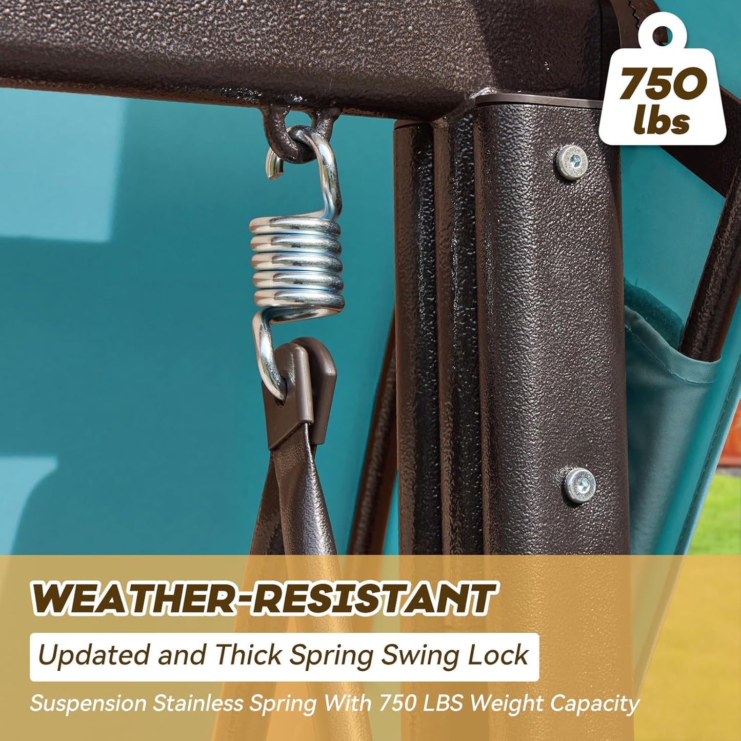 3 in 1 Outdoor Porch Swing with Adjustable Canopy, 3 Seat Outdoor Swing for Adults, Patio Swing Chair with Thickened Cushions,Pillows & Cup Holders for Backyard, Porch, Garden (Lake Blue)