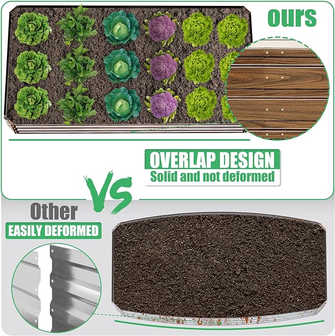 SnugNiture Galvanized Raised Garden Bed 8x4x2FT Outdoor Large Metal Planter Box Steel Kit for Planting Vegetables, Flowers