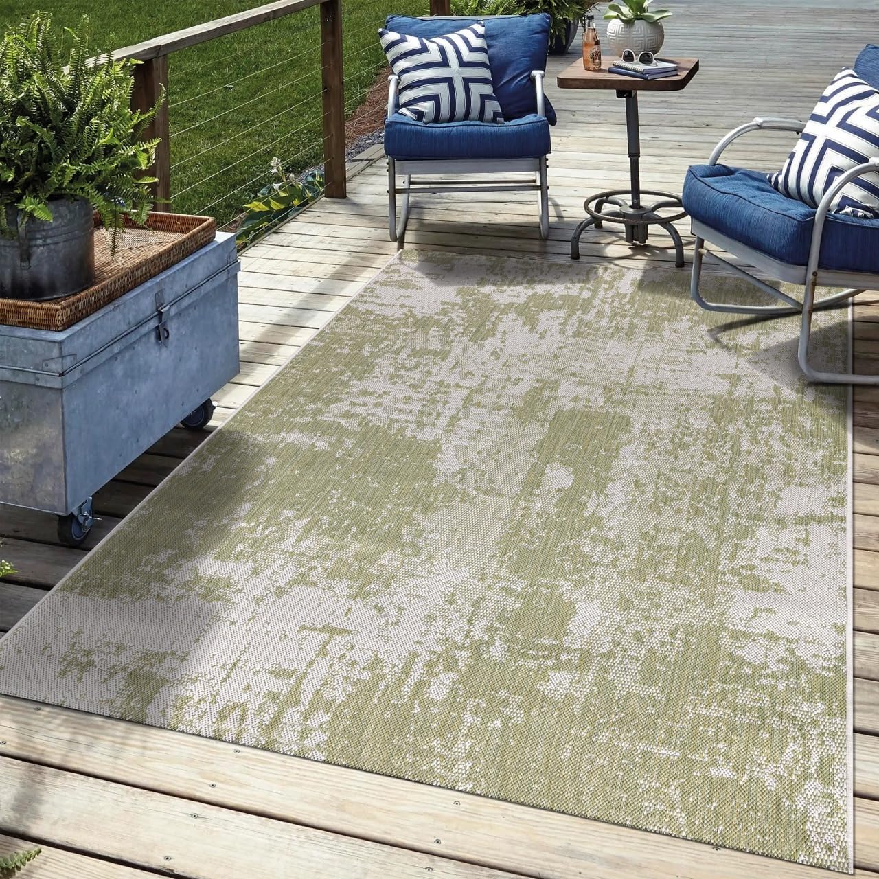 Keen Home Design Terrace Outdoor Area Rug - 10x14 Washable Indoor/Outdoor Rug for Patio, Kitchen, Balcony, Beach, Garden, Deck and Porch, Size: 10'x14'