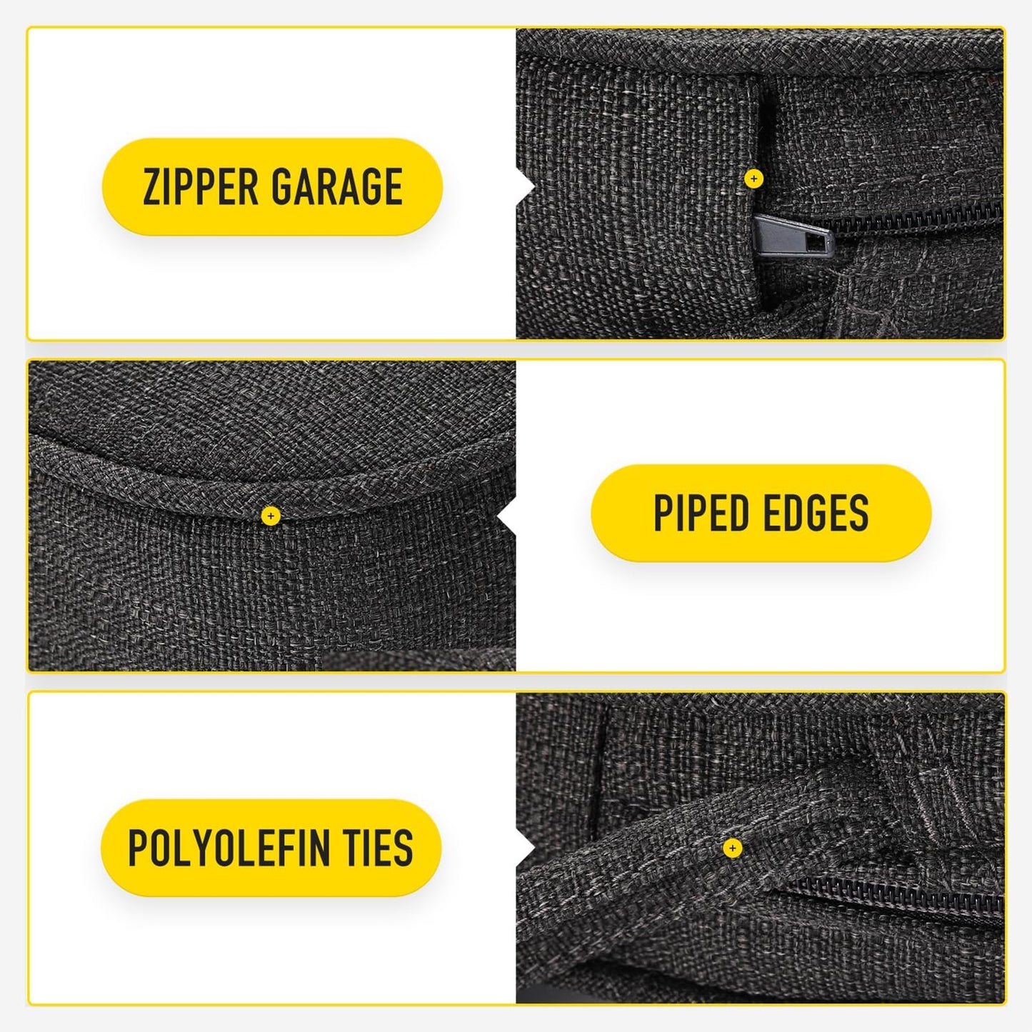 SUNROX Gel Memory Foam Chair Cushions, FadeShield Water-, Stain-Resistant Durable Reversible Seat Cushion Pads with Ties for Indoor/Outdoor Kitchen Dining Office 17"x16" Set of 4, Midnight