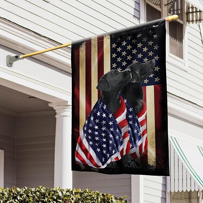FLAGWIX Patriot American Dog Flag - Labrador Retriever Dogs Double Sided Flag - 4th of July Decorations for Home, Outside, Patriotic House Flag 30x40 Heavy Duty Canvas, Decorative Indoor Outdoor Flag