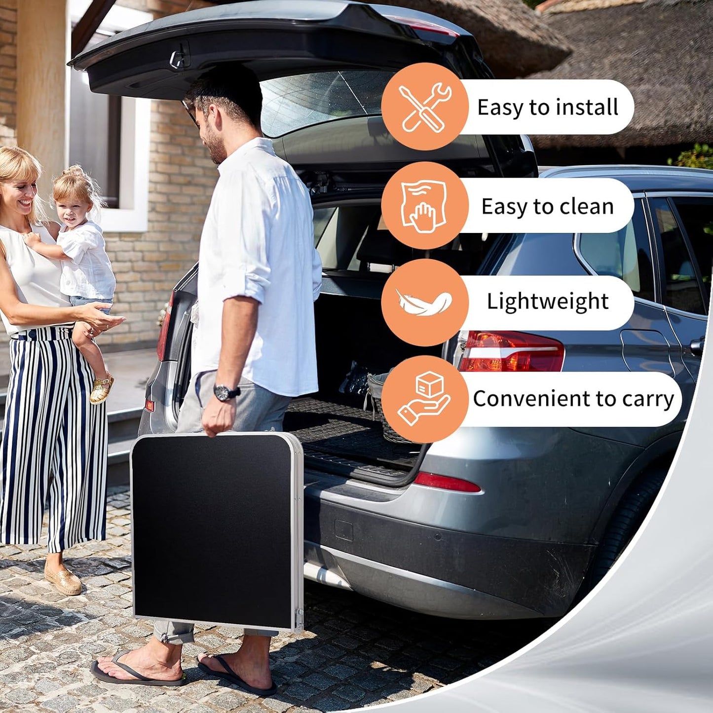 Outvita 4ft Portable Folding Camping Table, Outdoor Waterproof Adjustable Height Table, Aluminum Lightweight Suitcase Foldable Table for Picnic BBQ Beach Dining