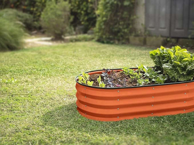 Galvanized Raised Garden Beds Outdoor // 4×2×1 ft (2-Pack) Planter Raised Beds for Gardening, Vegetables, Flowers (Orange) // Large Metal Garden Box