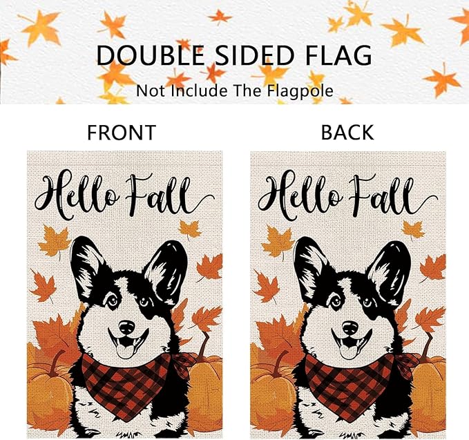 Seasonal Garden Flags Corgi Dog Double Sided Flags Set of 11 Holiday Farmhouse Indoor Outdoor Yard Lawn Christmas Gifts Decorations 12.5x18 Inch