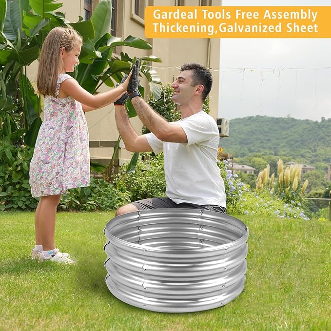 Outdoor Metal Galvanized Raised Planter Box,Rectangular Large Garden Bed Kit for Vegetables, Fruits, Flowers and Herbs 4X2X1 FT (2X2X1)