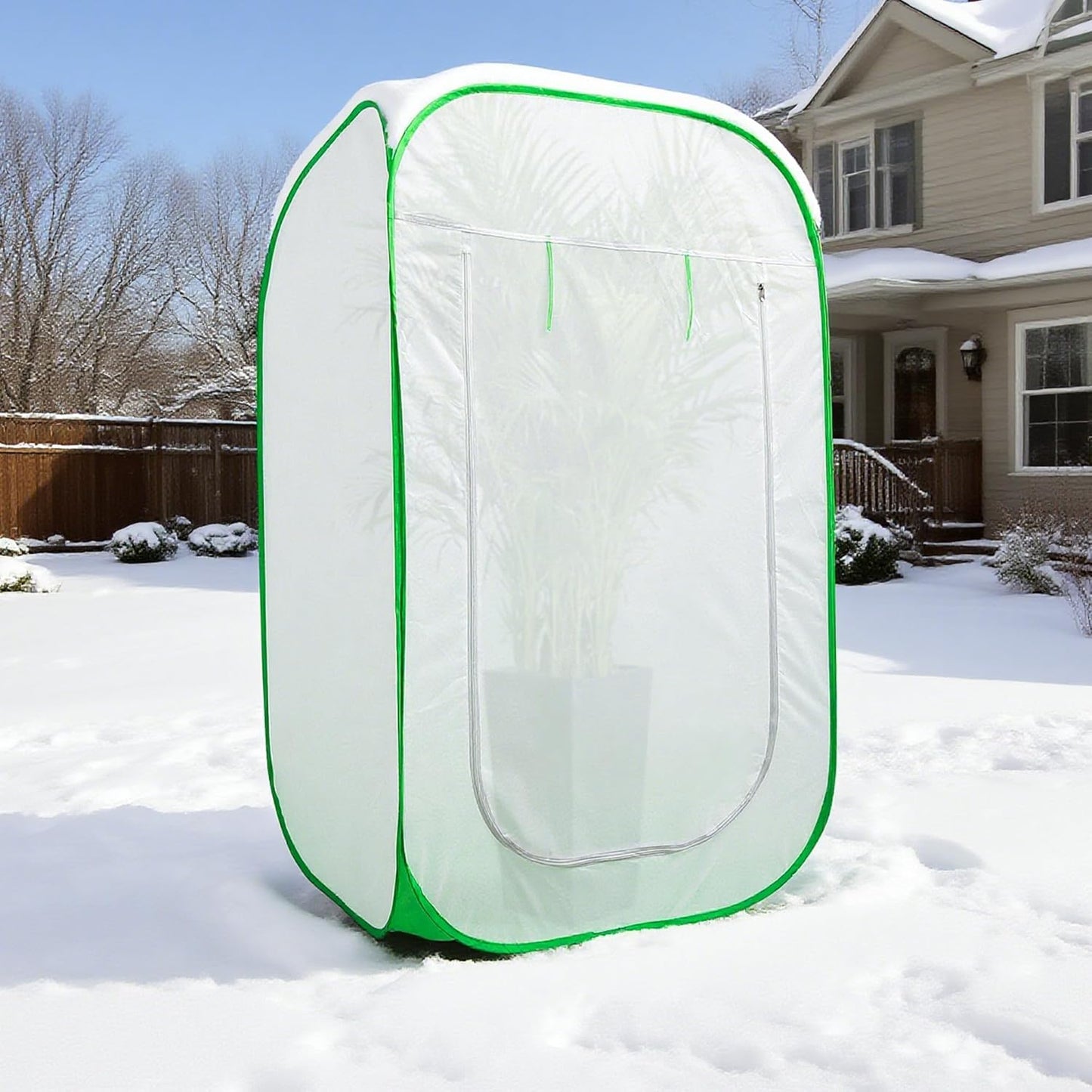 35 x 35 x 59 Inch Pop Up Winter Frost Plant Cover, Gardening Plants Freeze Protection Tent, Warm Plant Protector Enclosure for Snow Frost Protection Indoor & Outdoor