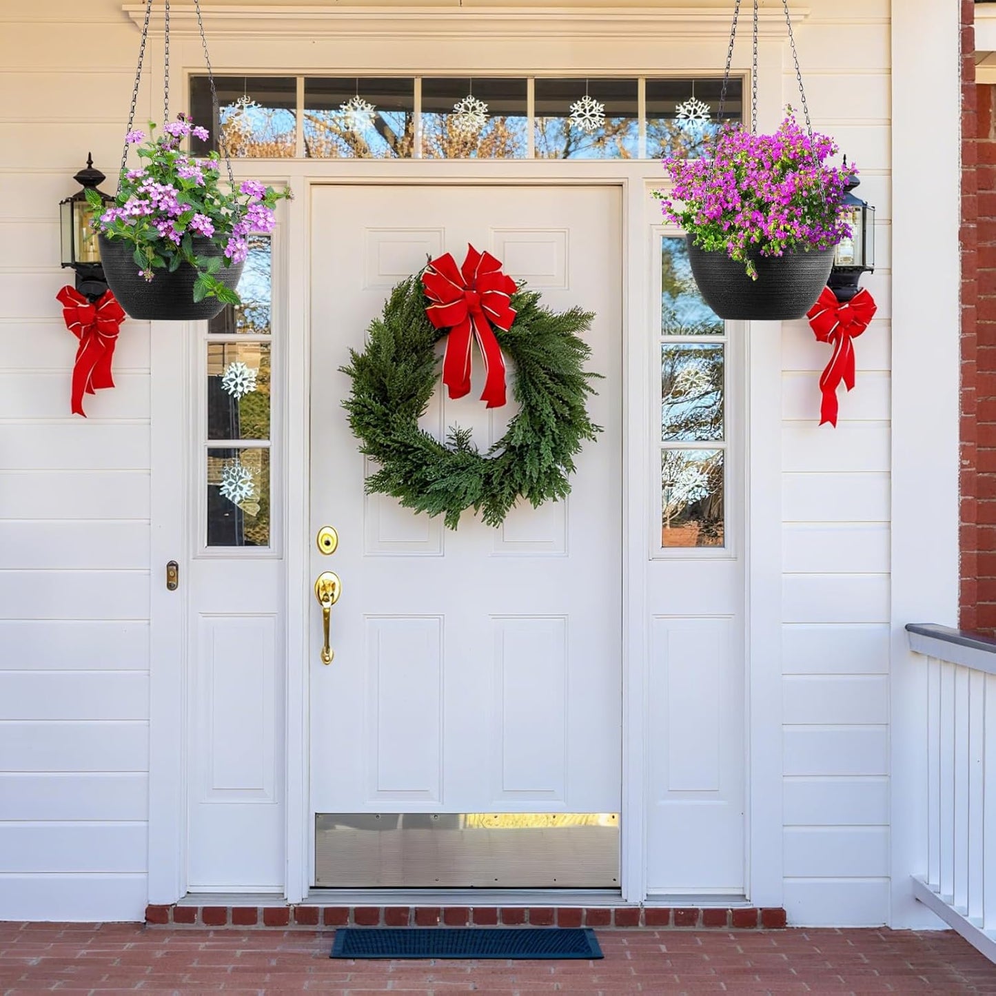 Hanging Planters for Indoor Outdoor Plants, Set of 2 Self Watering Hanging Pots with Drainage Hole & Plug and 20" Chain & Hooks